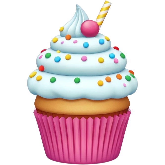A 3D cartoon cupcake poster with bright colors, text and border design, flat layout, Memoji-style rendering. emoji