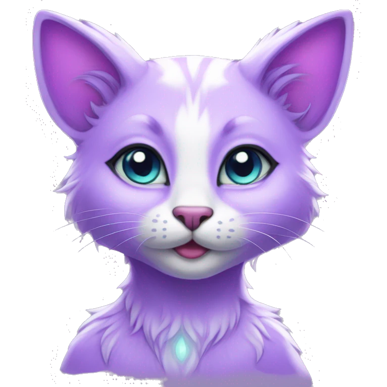 Kawaii bright lilac-colored fantasy ethereal anthro feline fursona animal creature emoji
