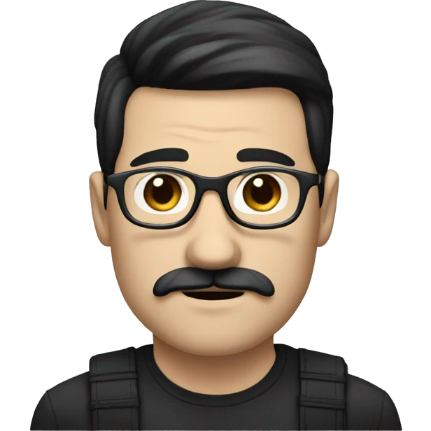 a white-skinned man with black straight hair, a black mustache and glasses emoji