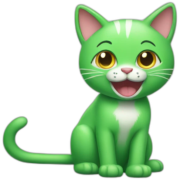 green cat happy emoji