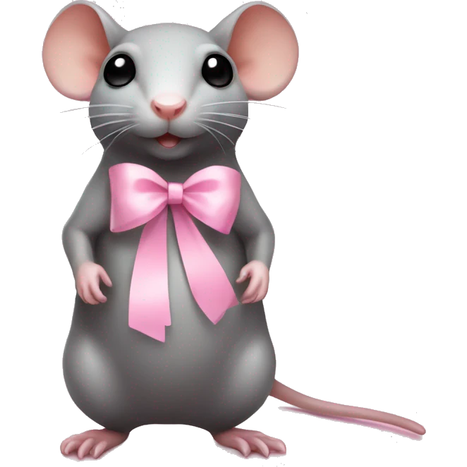 full body fat rat with light pink ribbon bow emoji