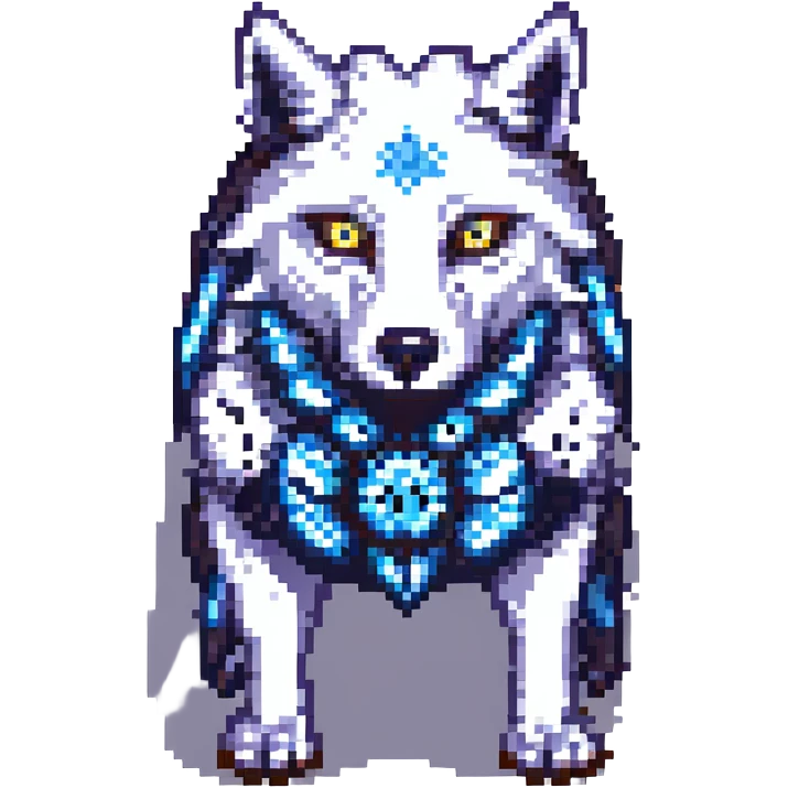 standing pixel art wolf with 6 eyes and 12 arms, vibrant colors emoji