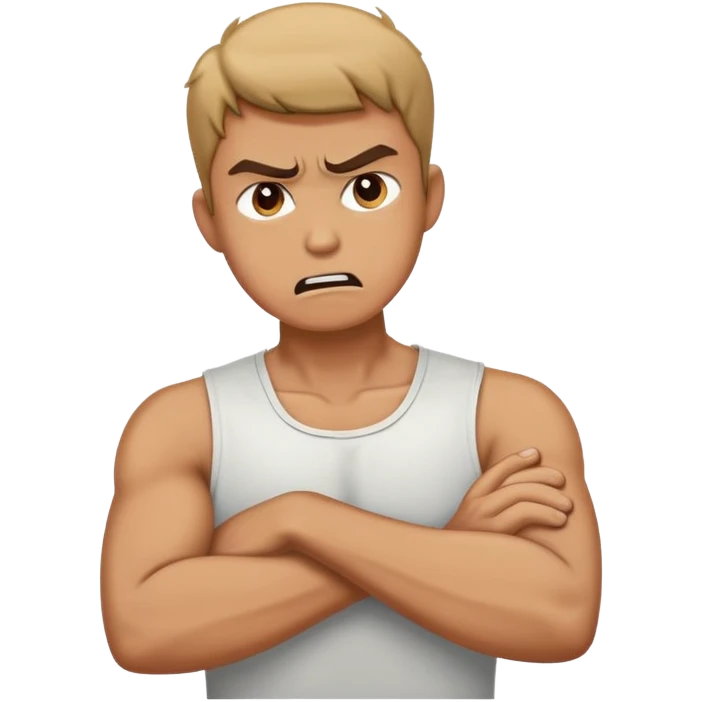angry man crossing his arms grabbing his neck emoji