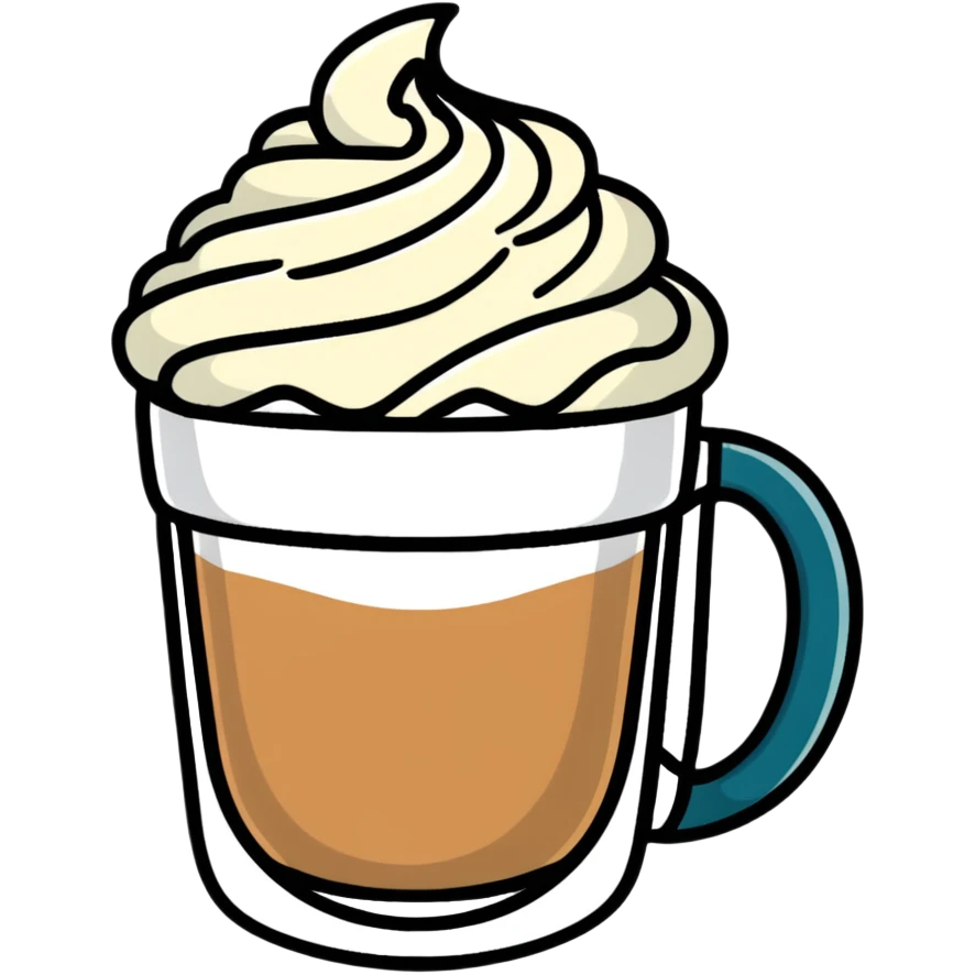 Raf coffee mug with whipped cream on top emoji