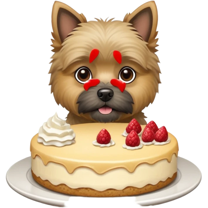 Cairn terrier with cheesecake  emoji