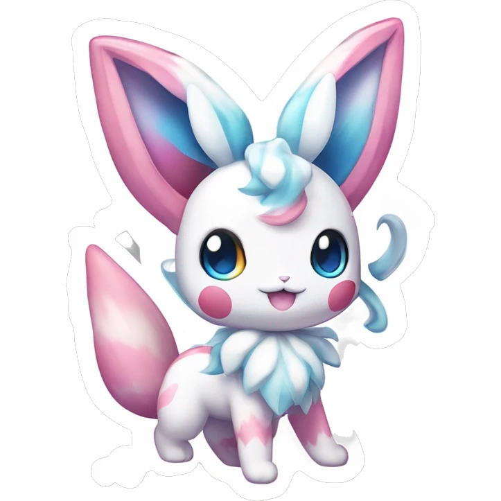 Kawaii Gorgeous Beautiful Shiny Sparkly Sylveon-Pokémon full body sticker emoji