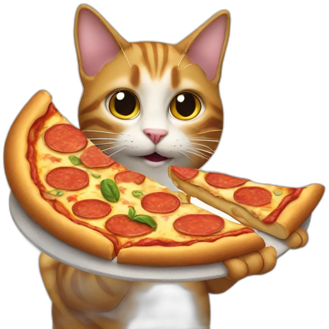 Cat eating pizza emoji