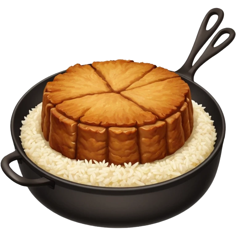 fried pork chop with white rice in a caldero emoji