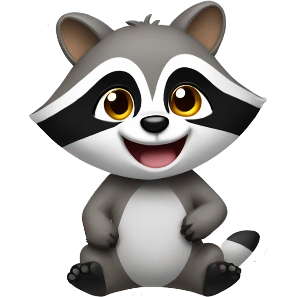 happy racoon with colorful leaves falling emoji