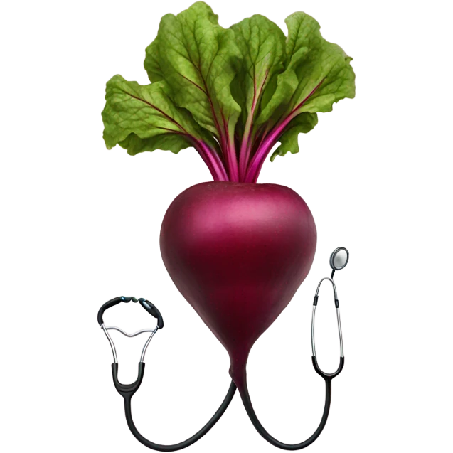 A beetroot with a stethoscope around it. emoji