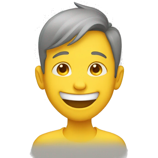giggling boy, yellow emoji style emoji