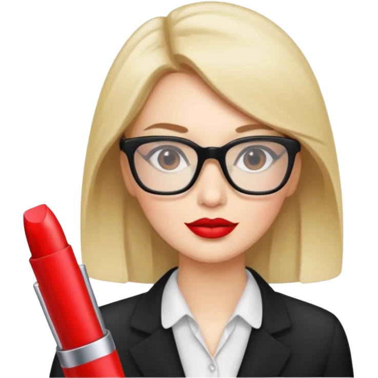 office working woman with rectangle glasses and red lipstick  emoji