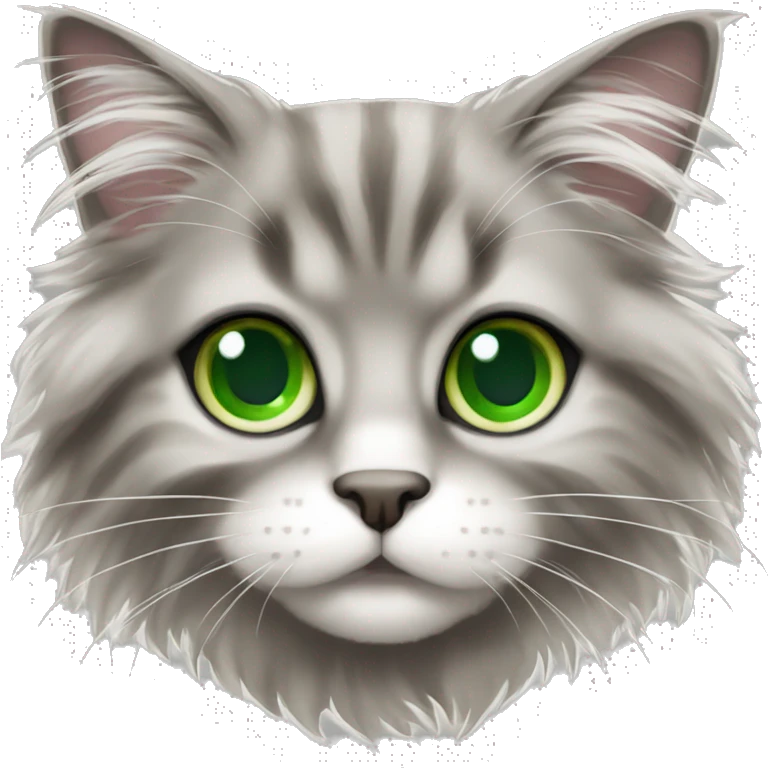 Fluffy maincoon cat with green eyes emoji
