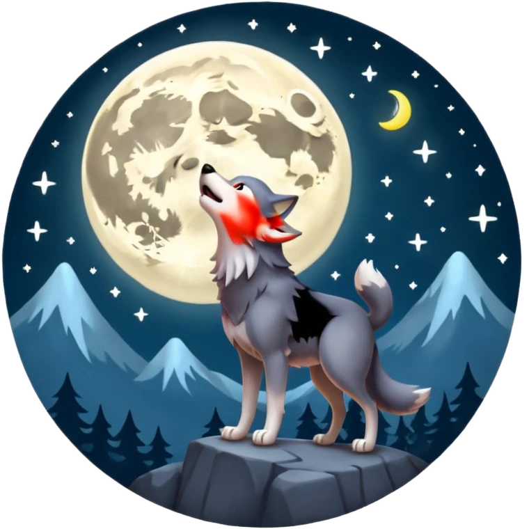 Wolf howling at the moon emoji