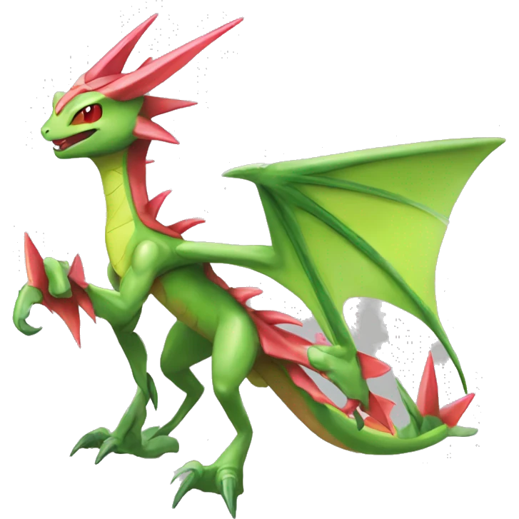 Full body sharp edgy shiny punk colorful Fairy-Flygon-Scyther-grovyle emoji