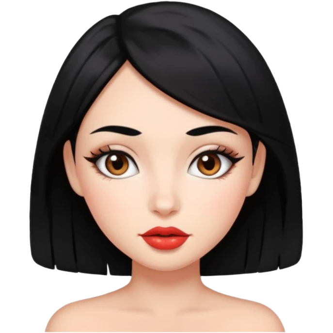 Girl with black hair with lip filler And foxy eyes emoji