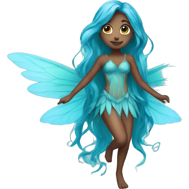 Beautiful, fairy, blue, turqoise, long hair, big wings emoji