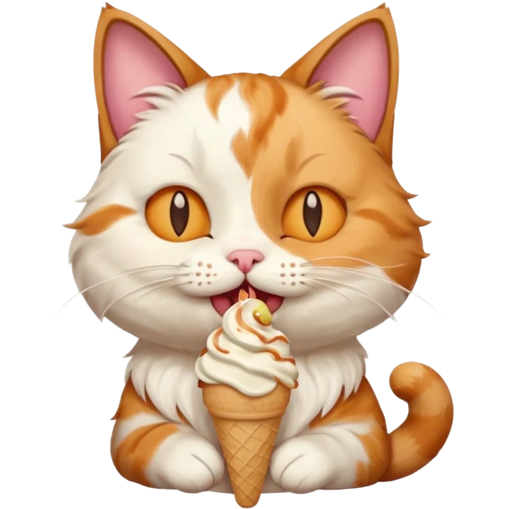 A cat enjoying an ice cream, eyes closed in delight, portrait, bust up emoji