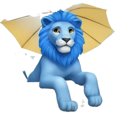 blue lion on holiday emoji