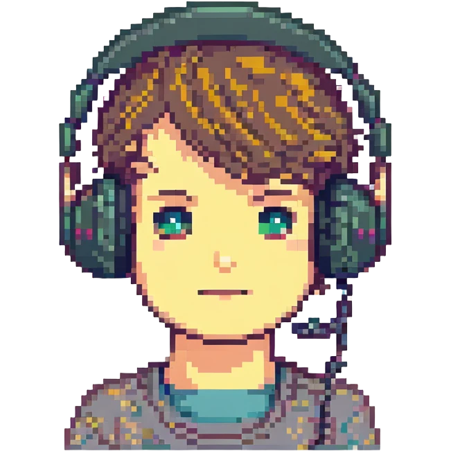 coder with headphones pixel art style emoji