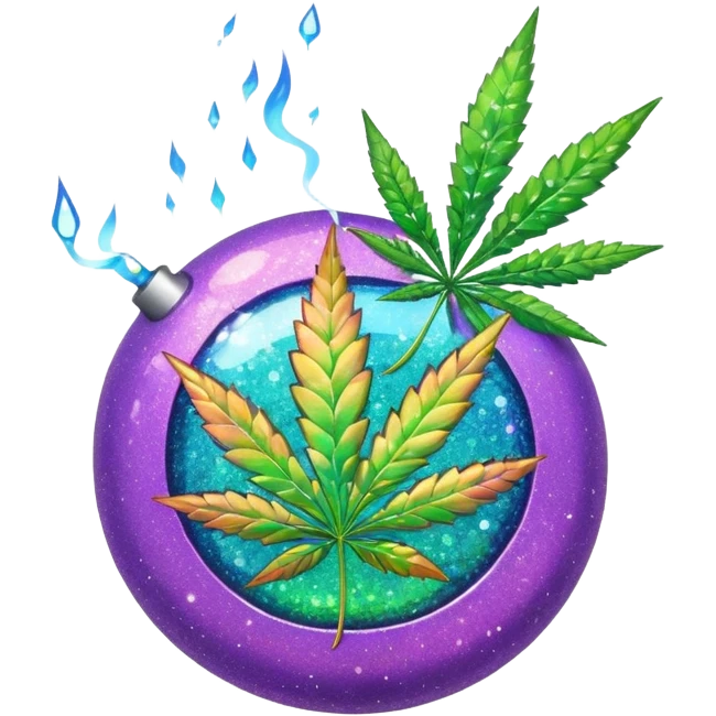 multicolor glitter bomb with weed emoji