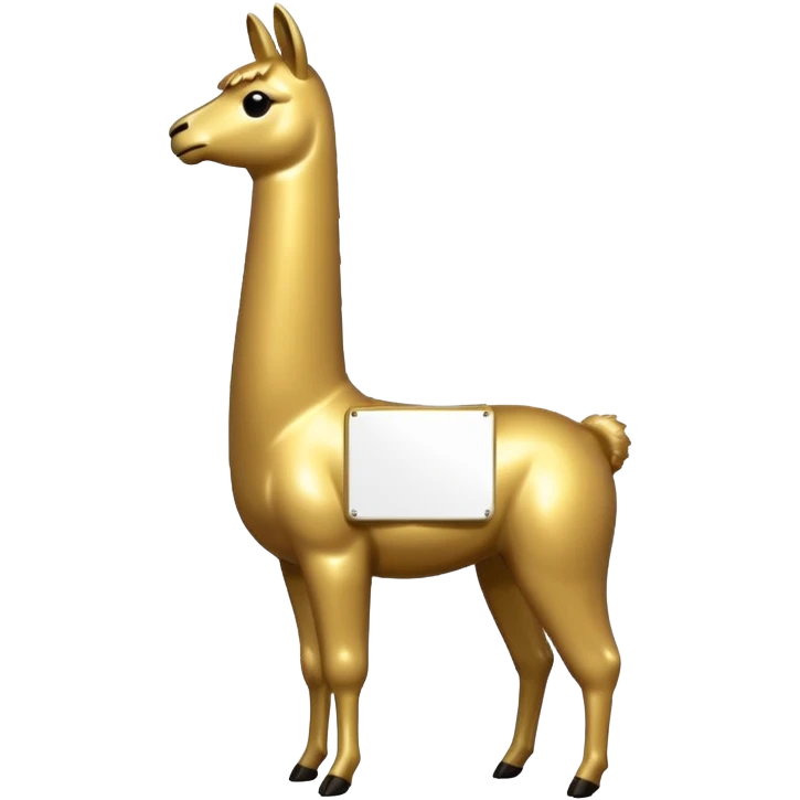 A small golden llama silhouette with a white sign on its side emoji