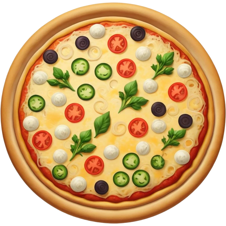 Whole cheese pizza with veggies on it  emoji