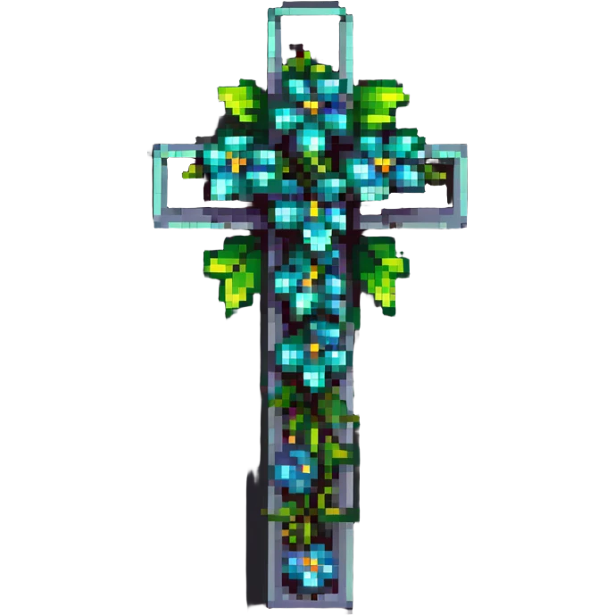 cross decorated with green flowers emoji