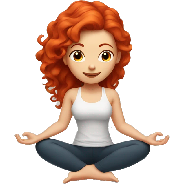redhead girl with tattoos doing yoga emoji
