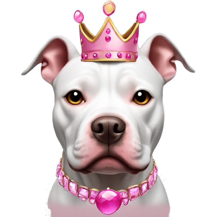 Pit bull with pink crown emoji