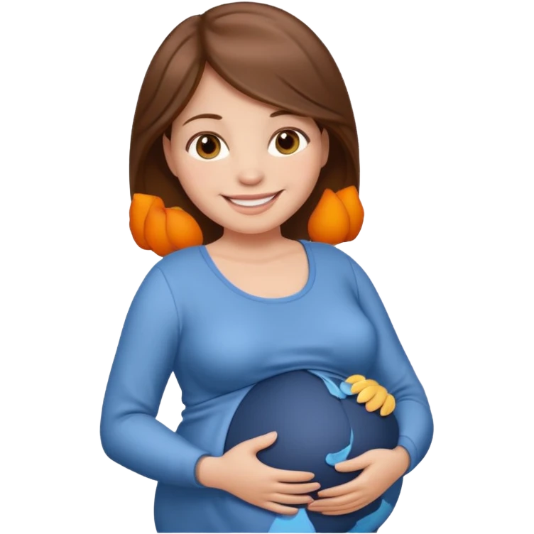 pregnant woman with brown hair emoji