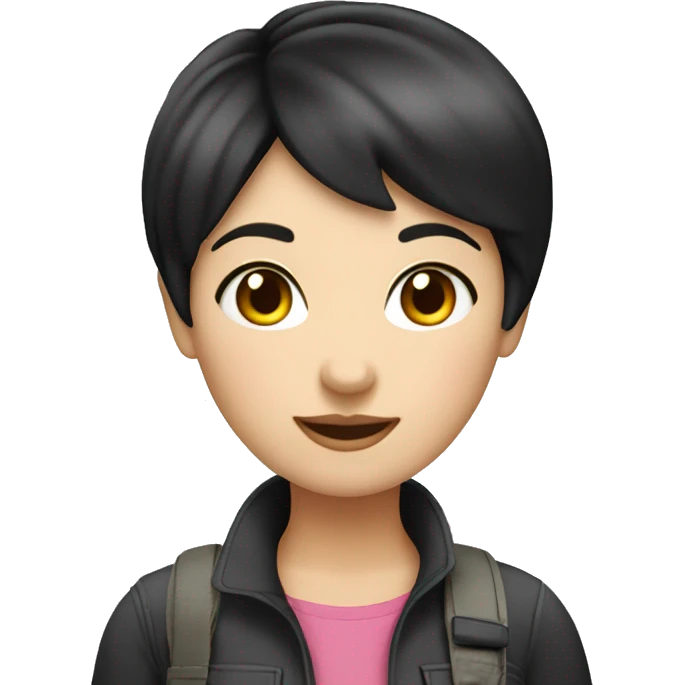 Girl tour guide with fair skin short black hair chubby face emoji