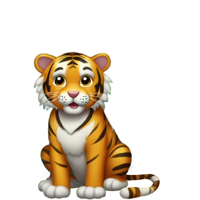 Tiger under Christmas tree emoji