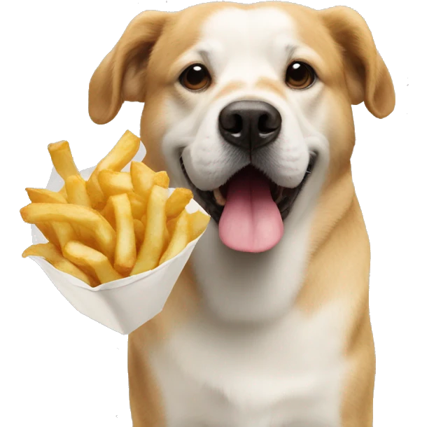 Un chien qui mange du frites  emoji