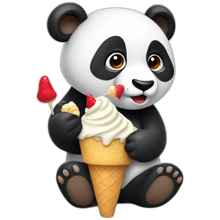 Panda eating ice cream red  emoji