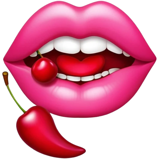 Pink glossy lips with cherries  emoji