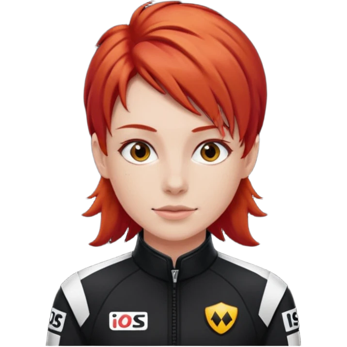 red haired racer with black outfit emoji