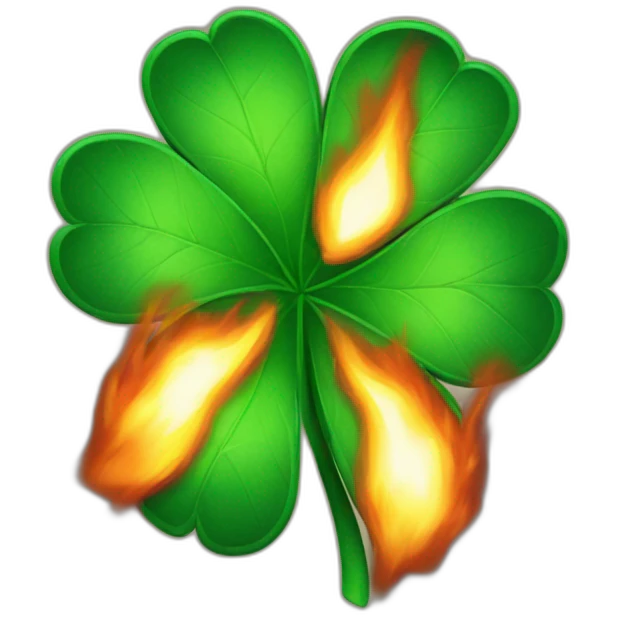 four leaf clover on fire emoji