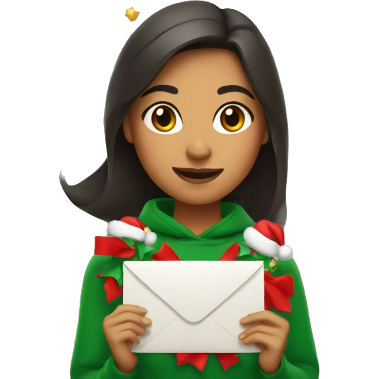 Mexican girl with Christmas mail emoji