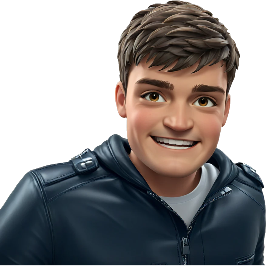 smiling boy in leather jacket emoji