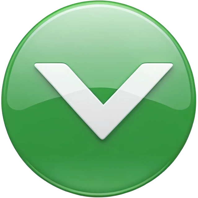 Green circular checkmark icon, white check symbol in center, glossy 3D button style, smooth surface, soft shadow, minimal design, centered composition, high resolution emoji