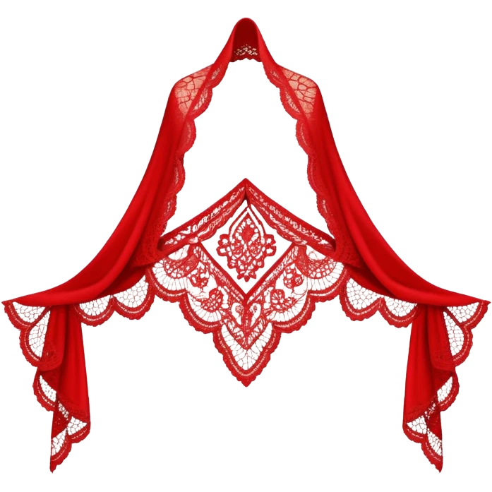 A simple red lace shawl with a delicate design emoji