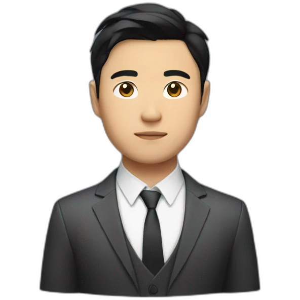 small and muscular asian guy with suit with black hair emoji