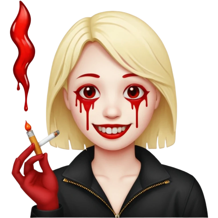 smiley face emoji with blood and a cigarette emoji