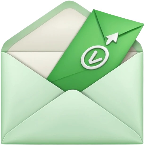 white envelop with a letter and green checked checkbox inside emoji