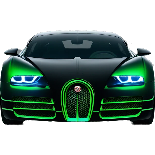 Green neon colored light under a black Bugatti  emoji