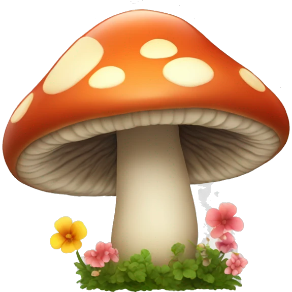 mushroom with flowers growing around it emoji
