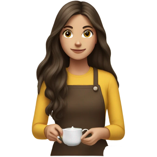 Long haired Brunette girl making tea emoji
