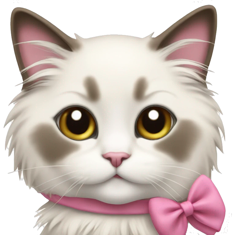 Ragdoll cat with a pink bow smiling cute emoji