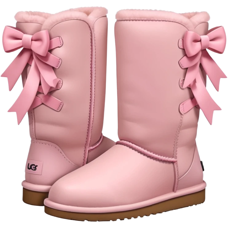 realistic pastel pink uggs with bows on the back, shoes facing the same way emoji